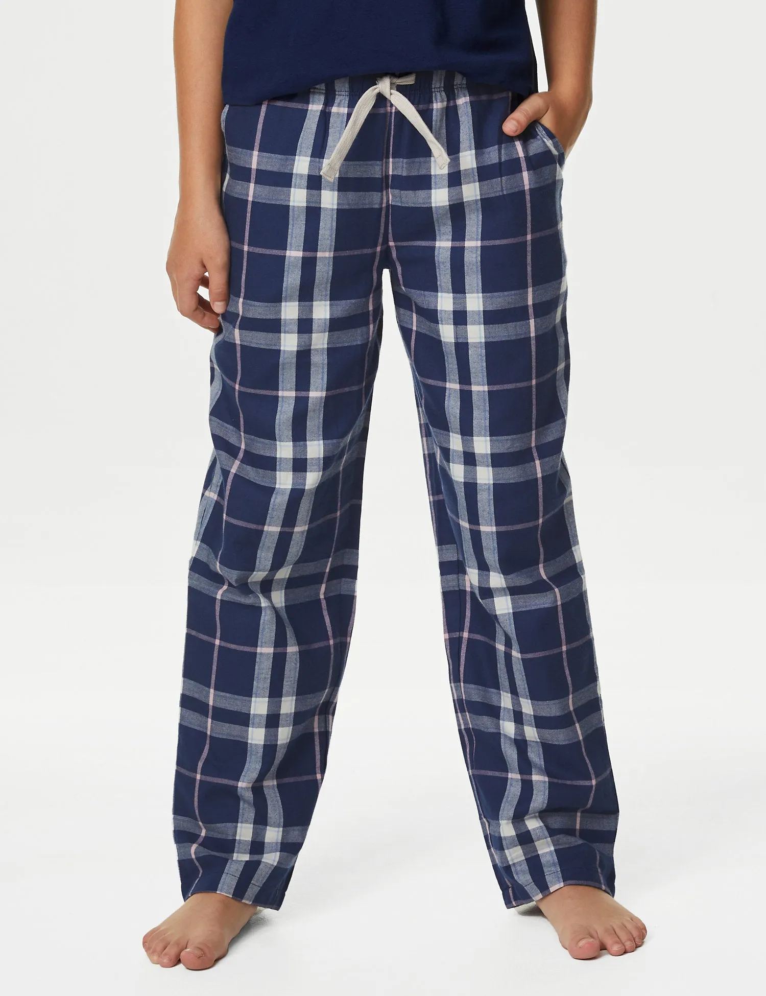 2pk Pure Cotton Slogan Checked Pyjamas