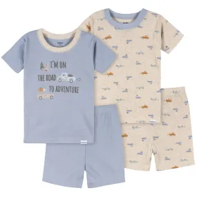 4-Piece Infant & Toddler Boys Cars Top and Shorts Sets