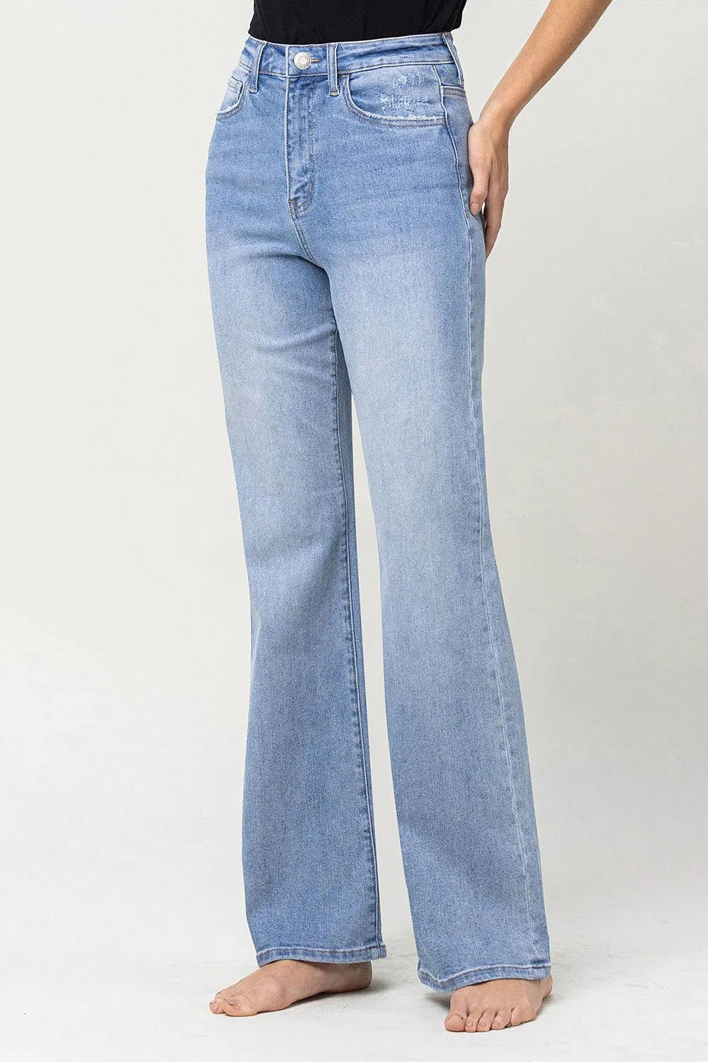 90'S VINTAGE SUPER HIGH RISE FLARE JEANS -GREENE