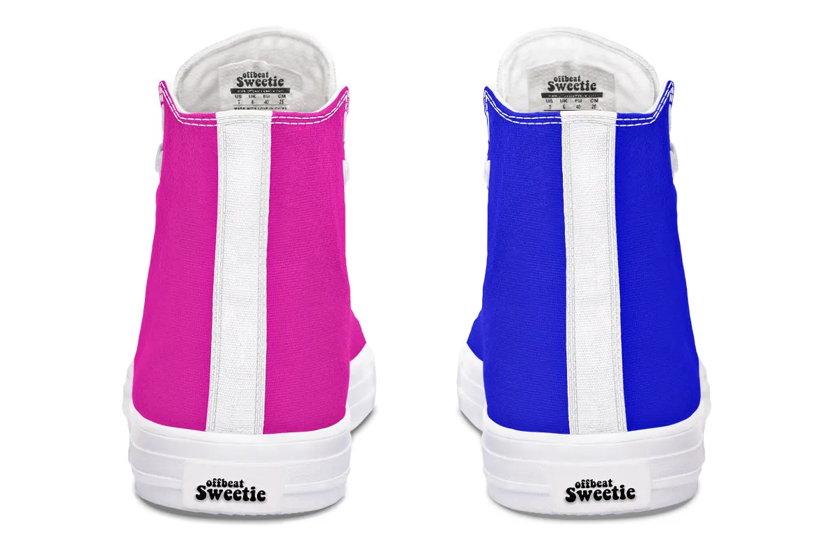 Blue And Pink Mismatch High Tops