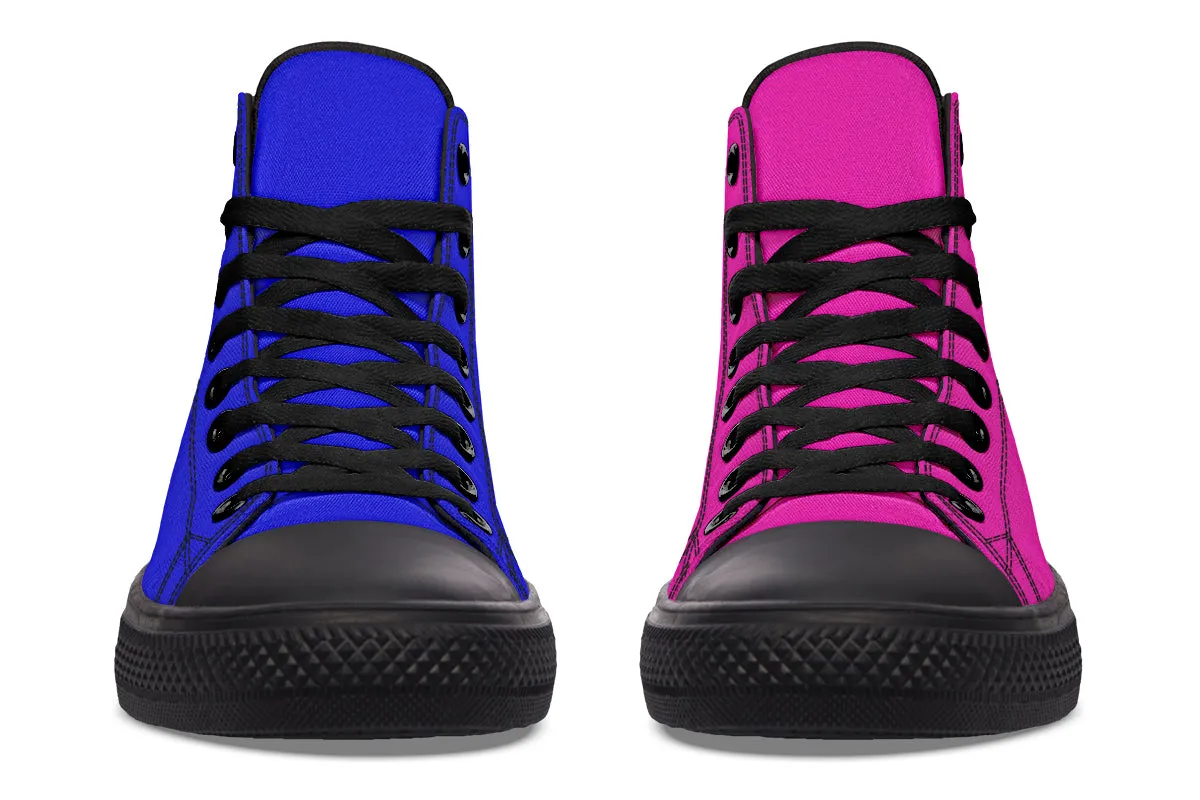 Blue And Pink Mismatch High Tops