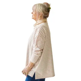 Bryony Stripe Long Top in Dusky Pink Stripe