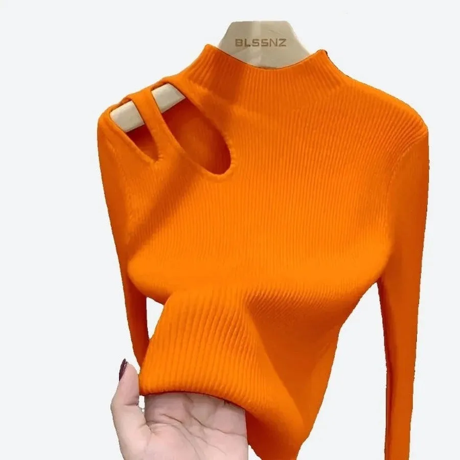 Chic Cut-Out Mock Neck Sweaters