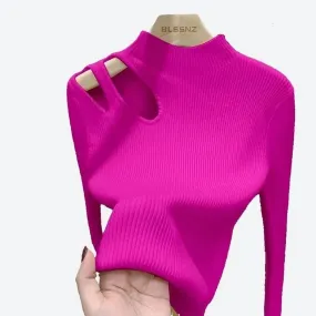 Chic Cut-Out Mock Neck Sweaters