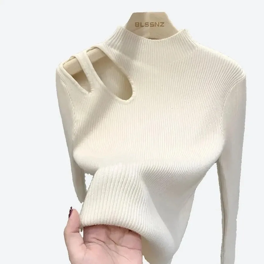 Chic Cut-Out Mock Neck Sweaters