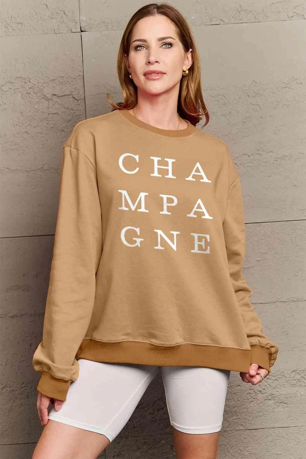 Chic Ivory Elegance Long Sleeve Cotton-Polyester Sweater