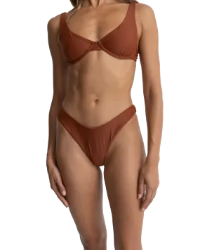 Classic Hi Cut Bikini Bottoms in Rust