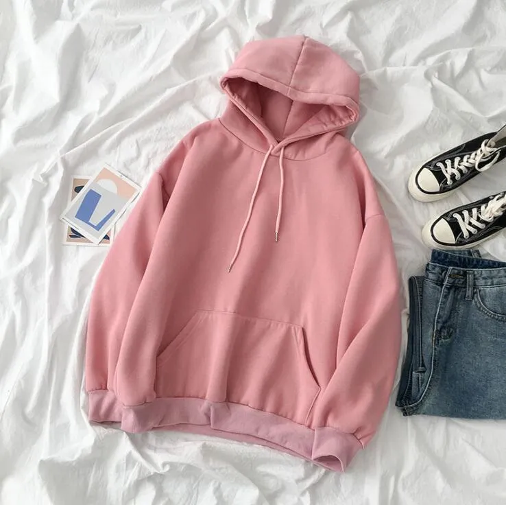 Couple Sweatshirt Hooded Thick Trendy Solid Colored ins Outerwear