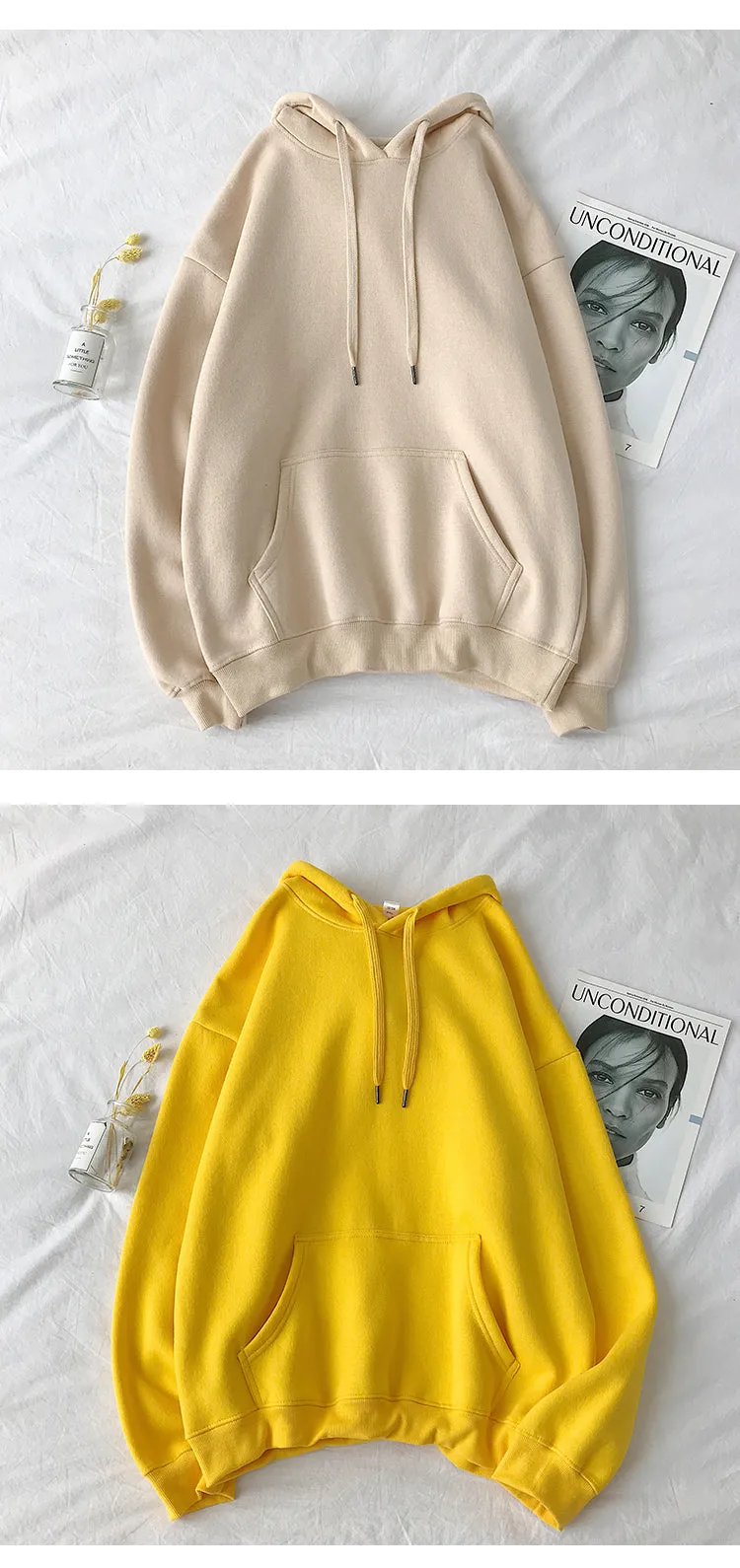 Couple Sweatshirt Hooded Thick Trendy Solid Colored ins Outerwear