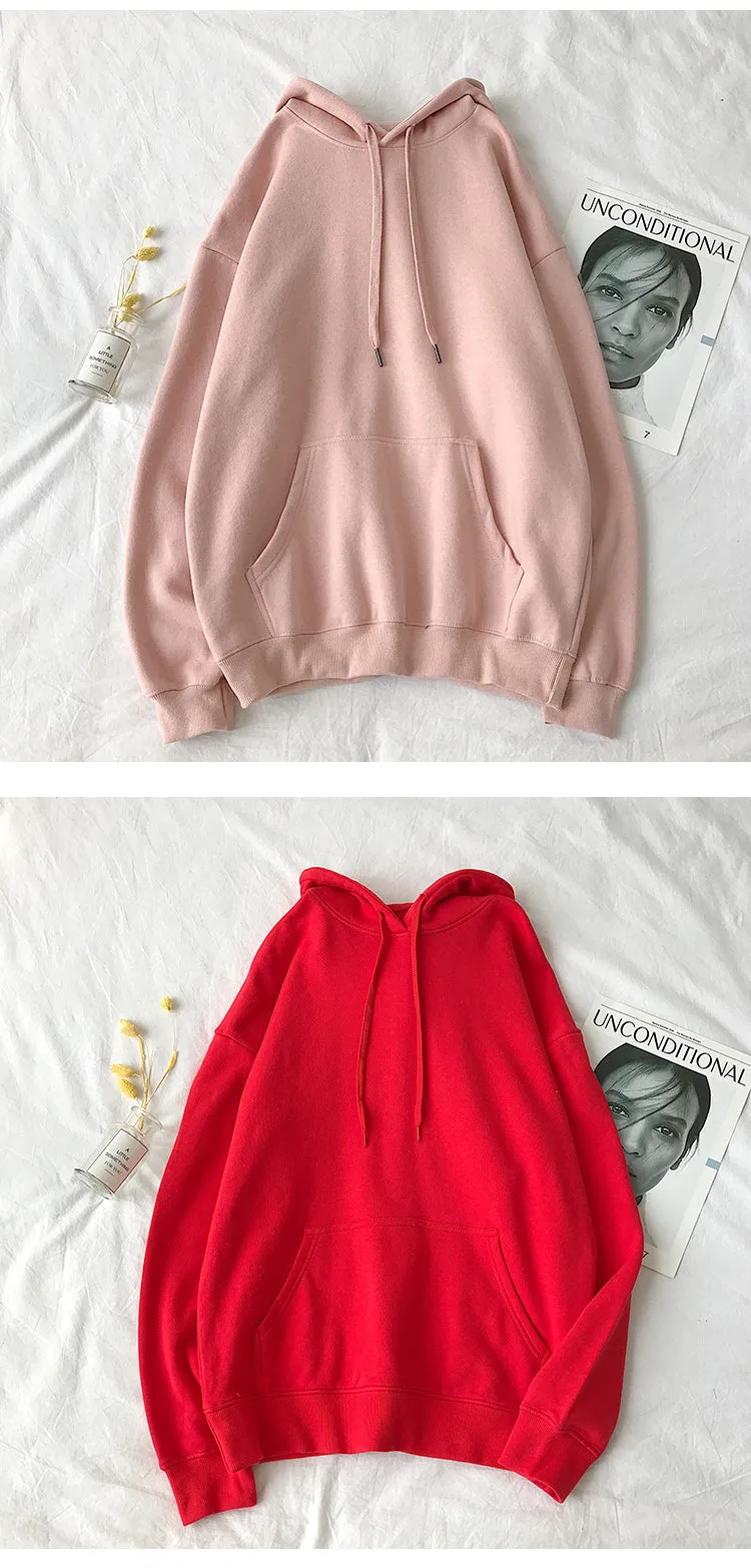 Couple Sweatshirt Hooded Thick Trendy Solid Colored ins Outerwear