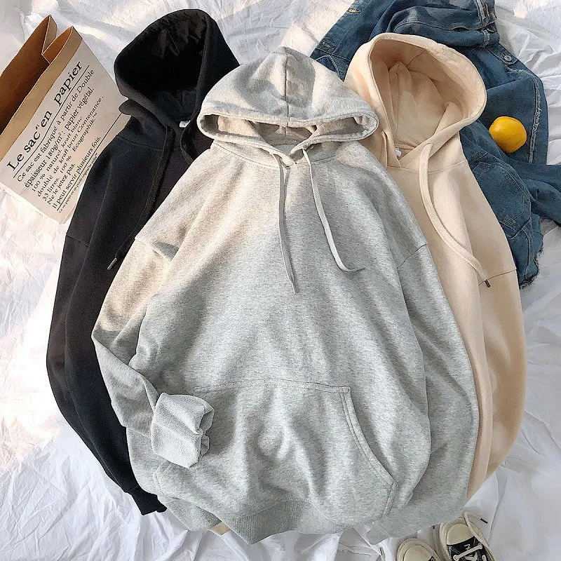 Couple Sweatshirt Hooded Thick Trendy Solid Colored ins Outerwear