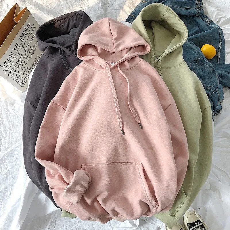 Couple Sweatshirt Hooded Thick Trendy Solid Colored ins Outerwear