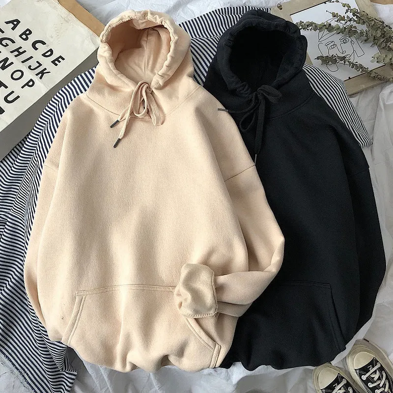 Couple Sweatshirt Hooded Thick Trendy Solid Colored ins Outerwear