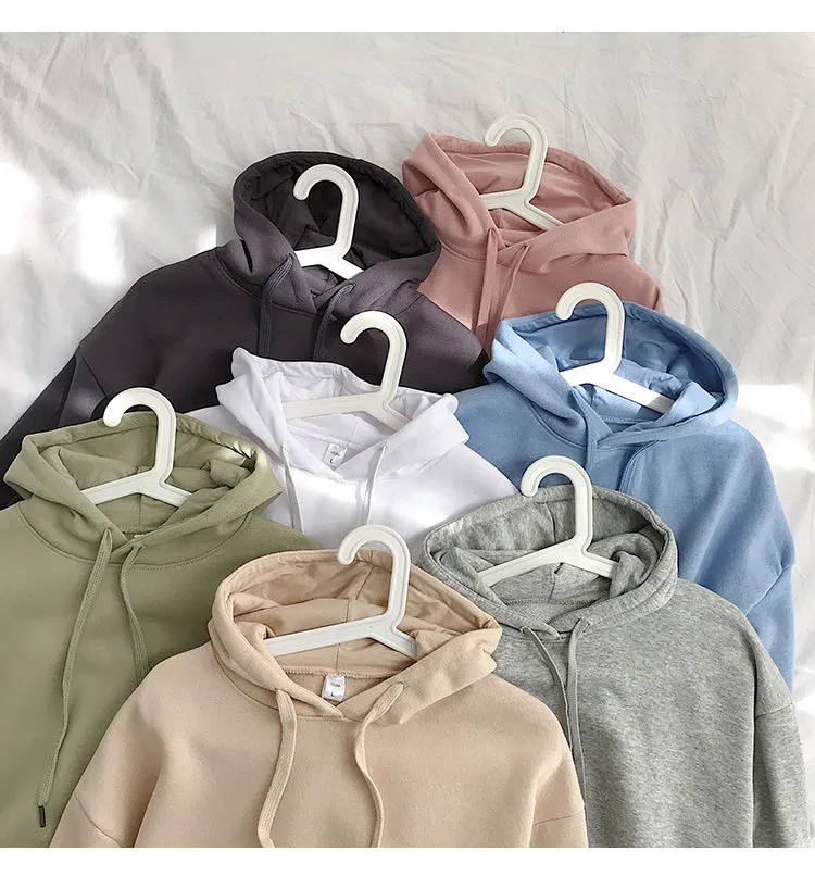 Couple Sweatshirt Hooded Thick Trendy Solid Colored ins Outerwear