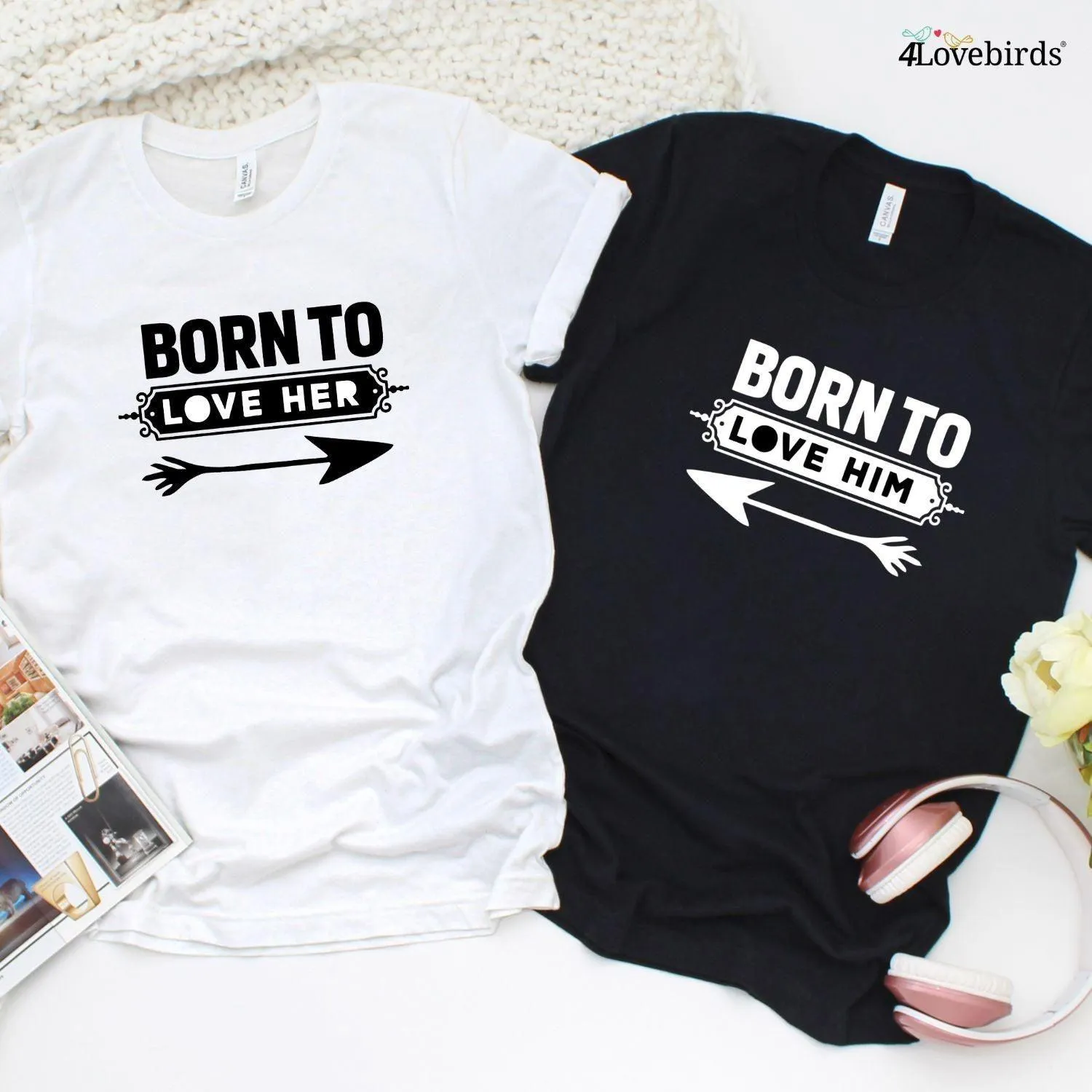 Couples' Born to Love Him/Her Matching Outfits Set for Picture-Perfect Memories