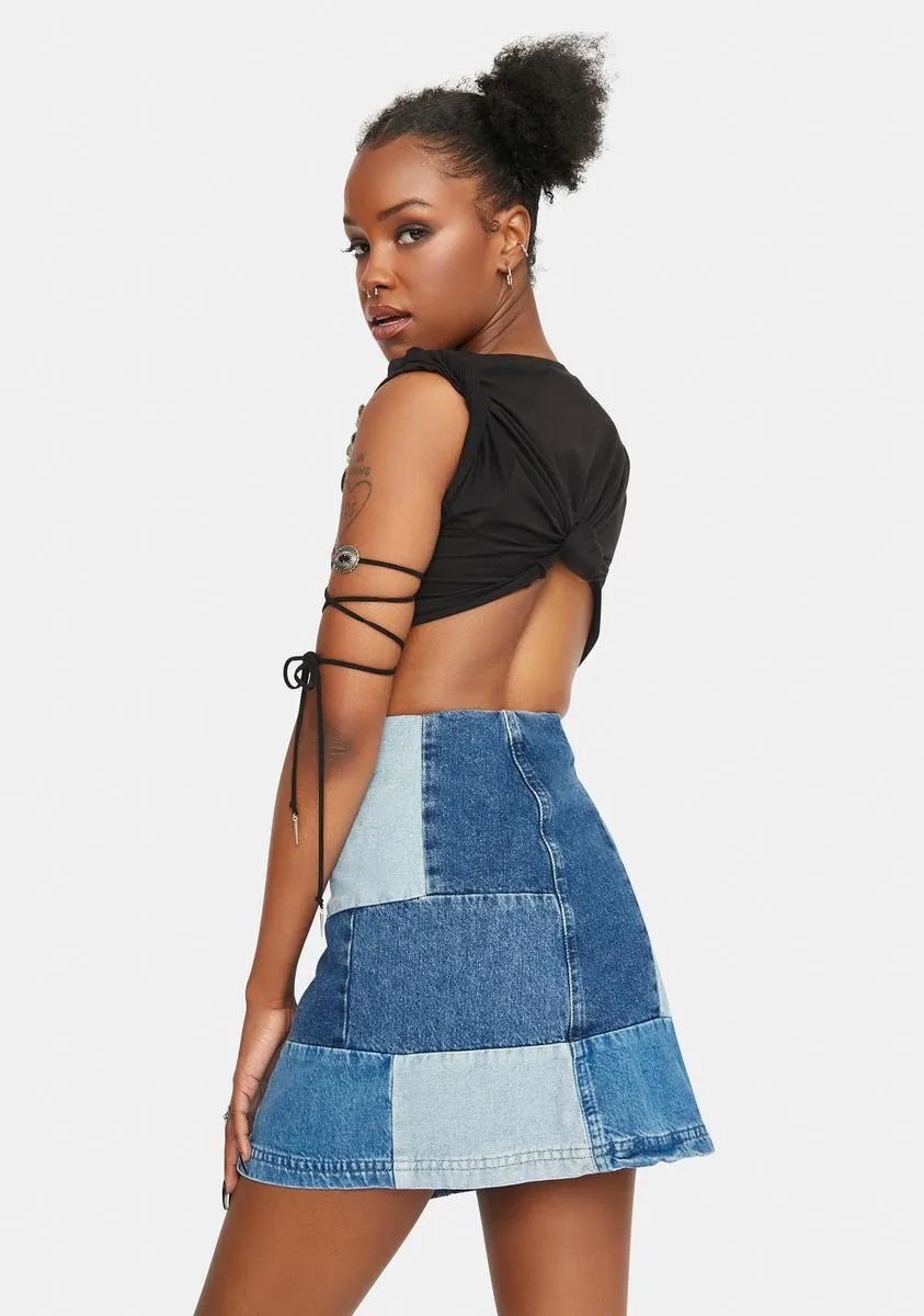 Denim Patchwork Pelmet Skirt