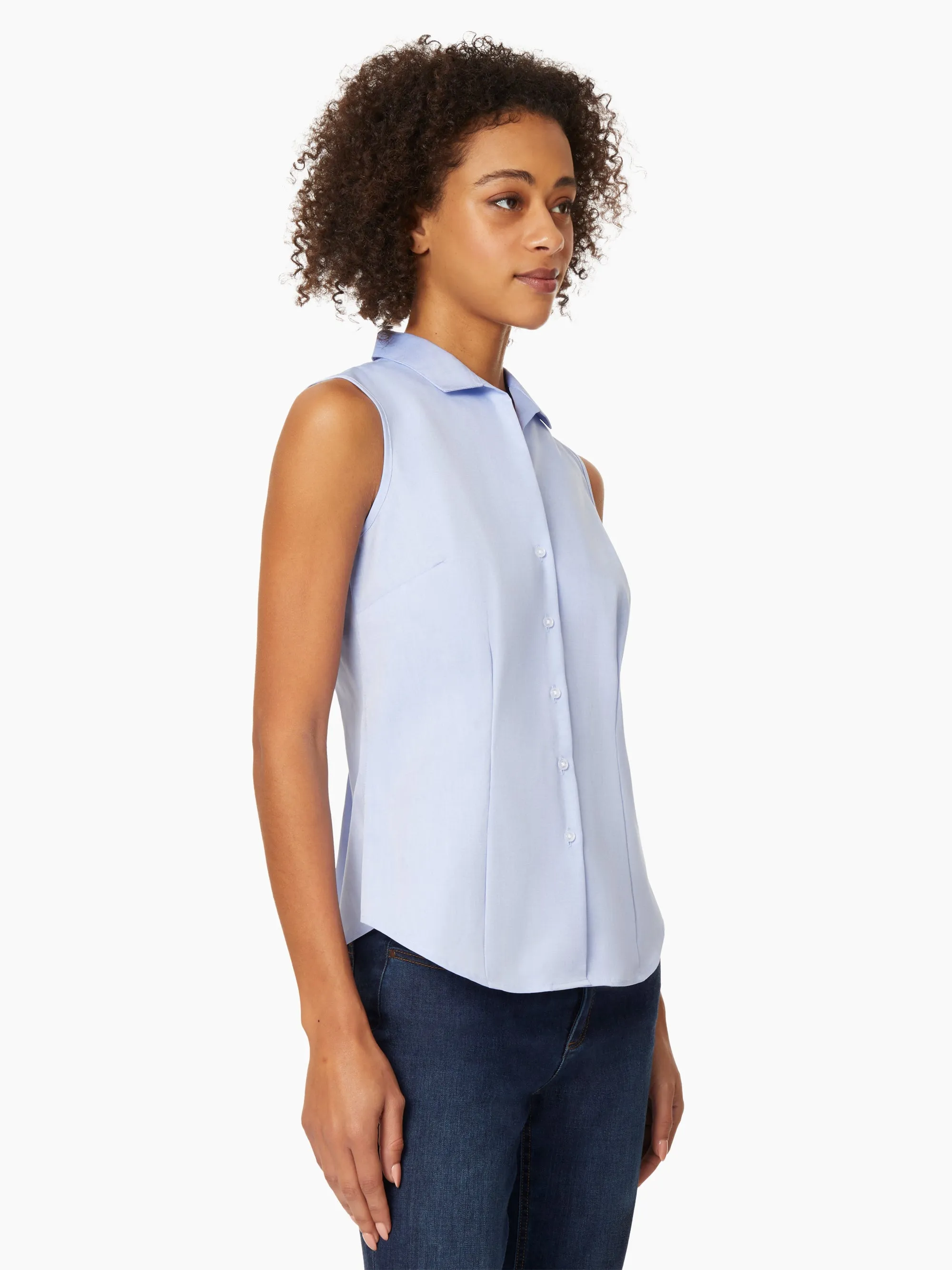 Easy-Care Sleeveless Button-Up Shirt