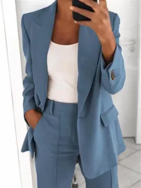 Europe Trendy Lapel Slim Look Cardigan Elegant Blazer Women Outerwear