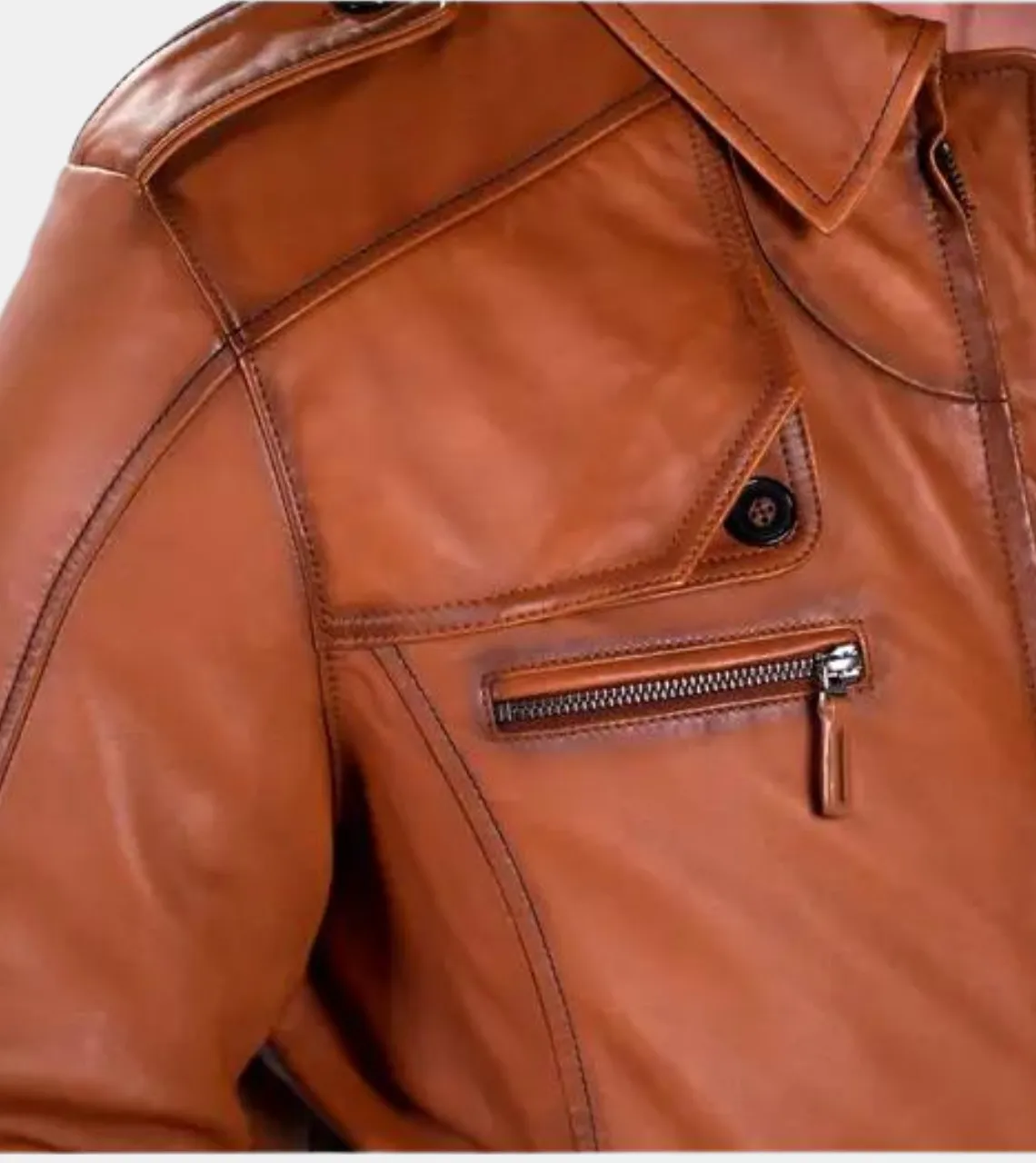 Evian Men's Bronze Leather Aviator Jacket