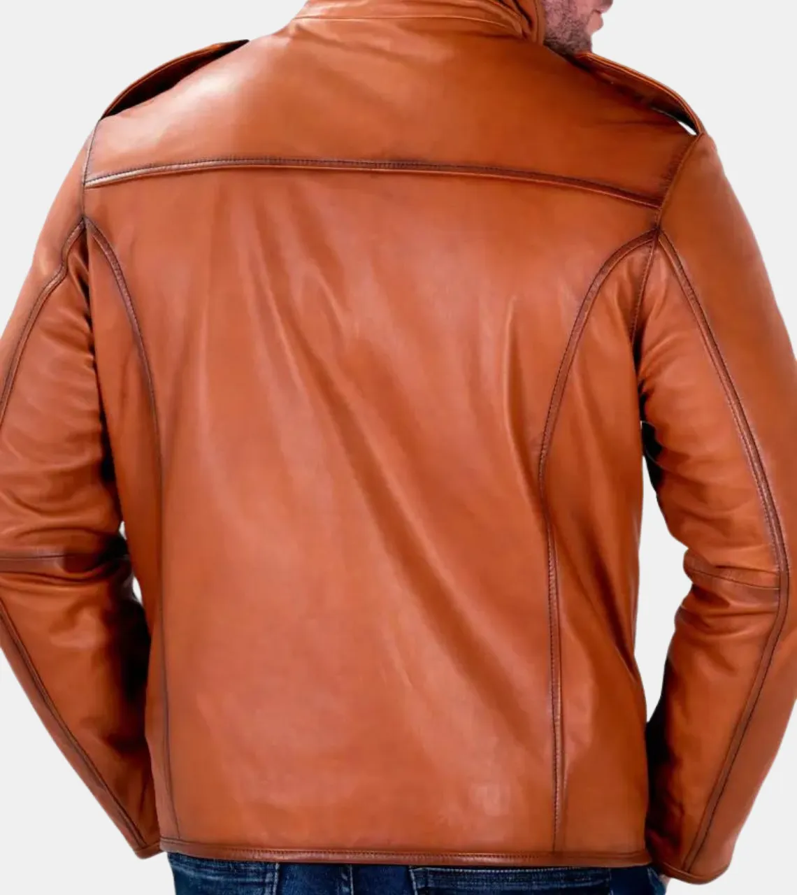 Evian Men's Bronze Leather Aviator Jacket