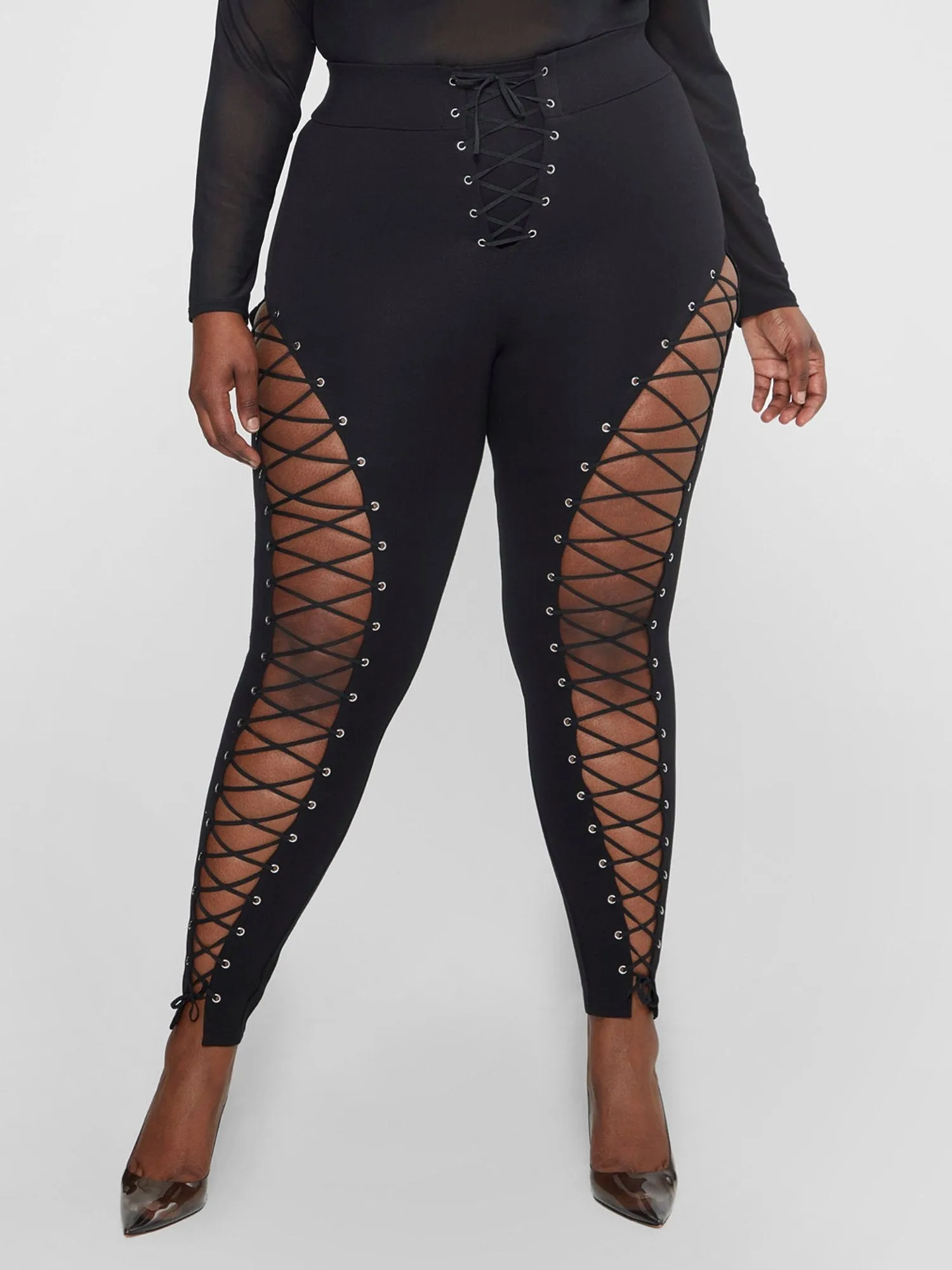 Fashion To Figure - Essie Lace-up Ponte Knit Leggings