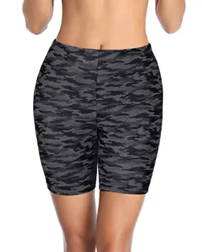 Flattering Long Board Shorts Women's High Waisted Swim Shorts