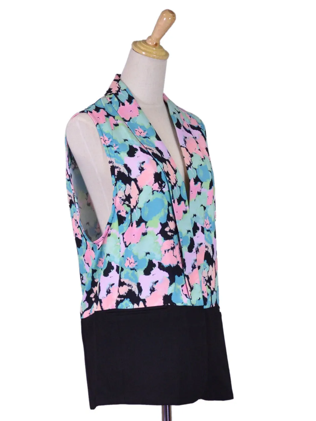 Gentle Fawn Brand Rochester Mint Watercolor Abstract Floral Art Vest with Lapel