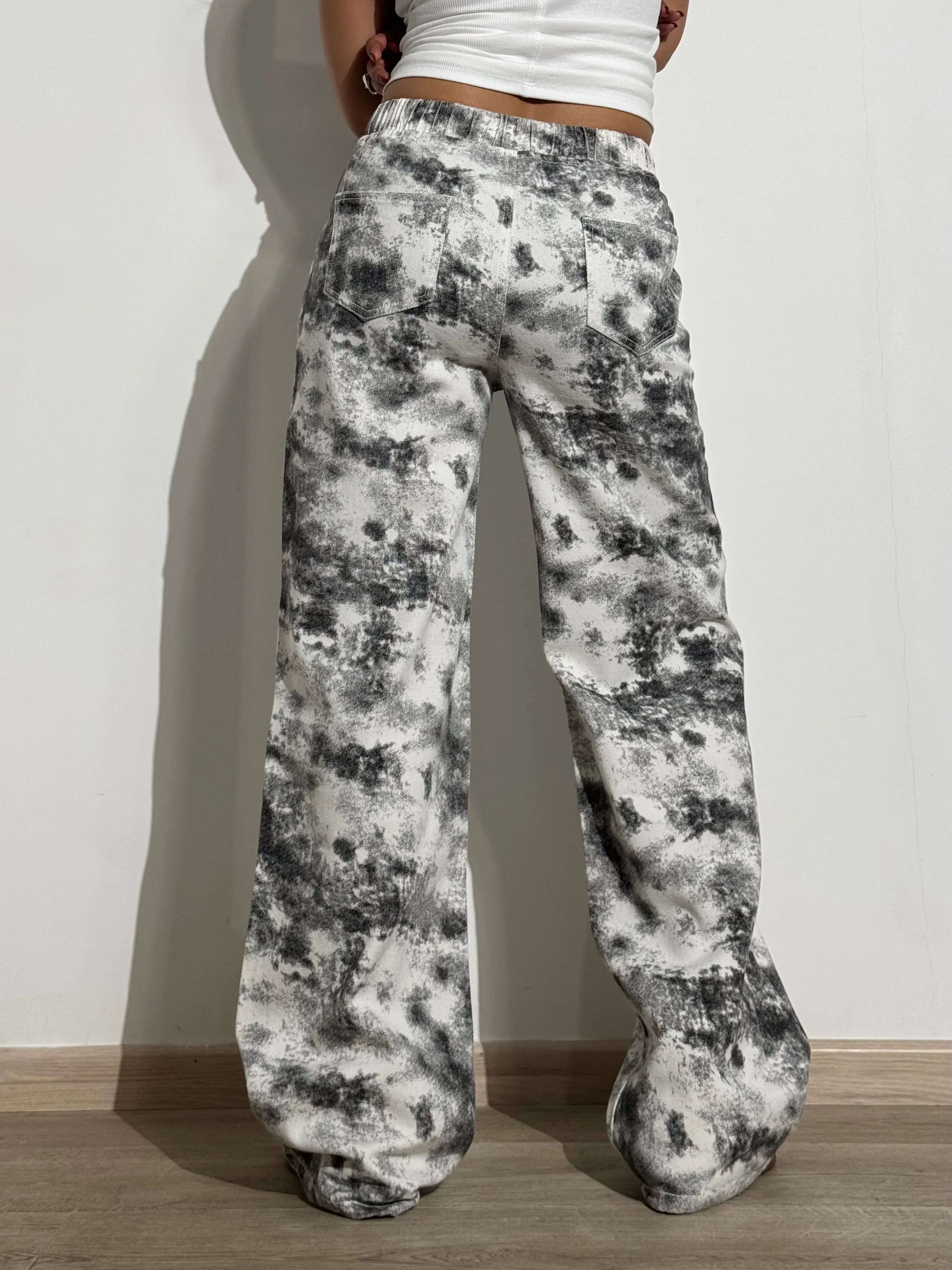 Graffiti Splash Wide Leg Denim Joggers