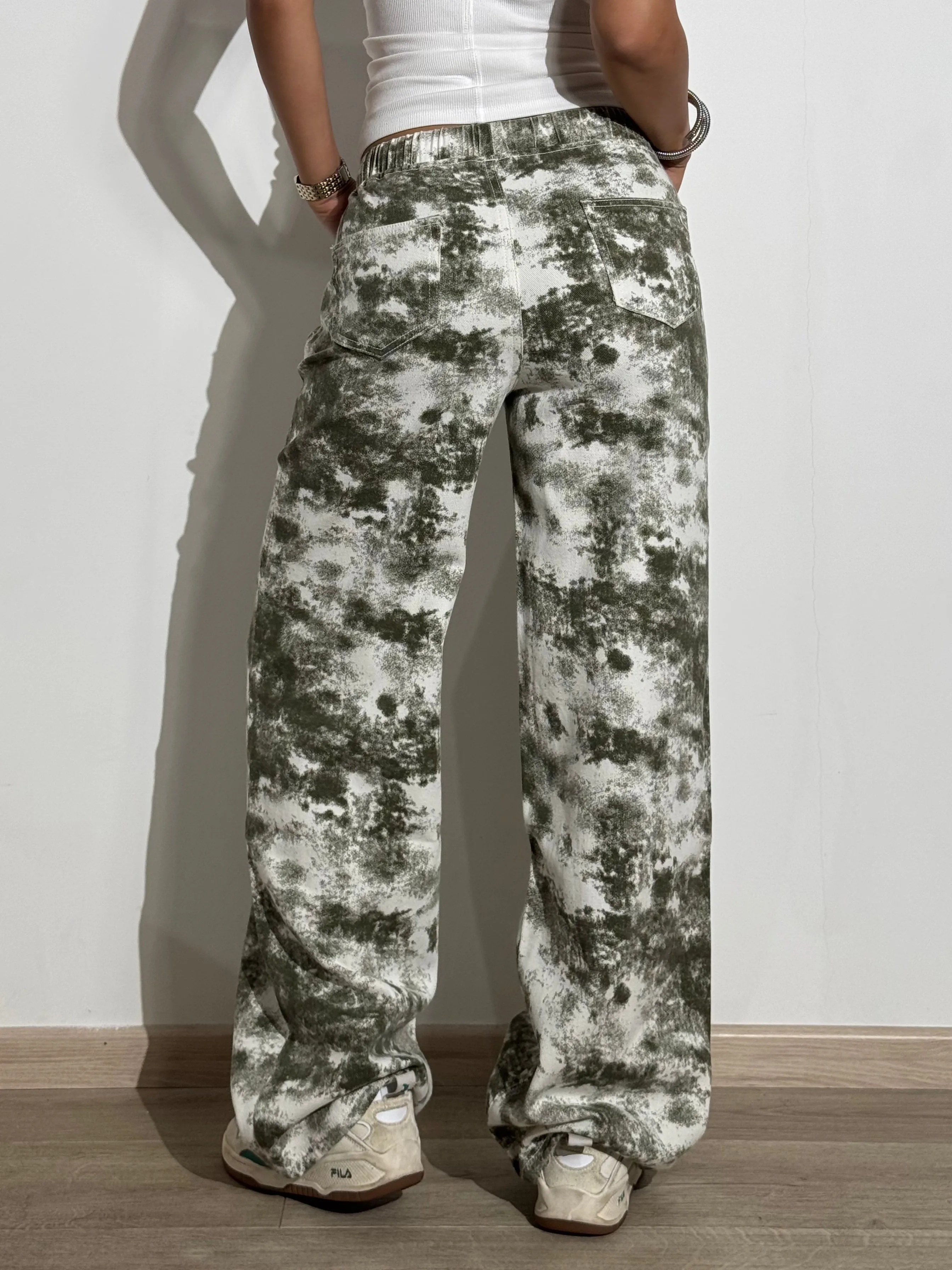 Graffiti Splash Wide Leg Denim Joggers