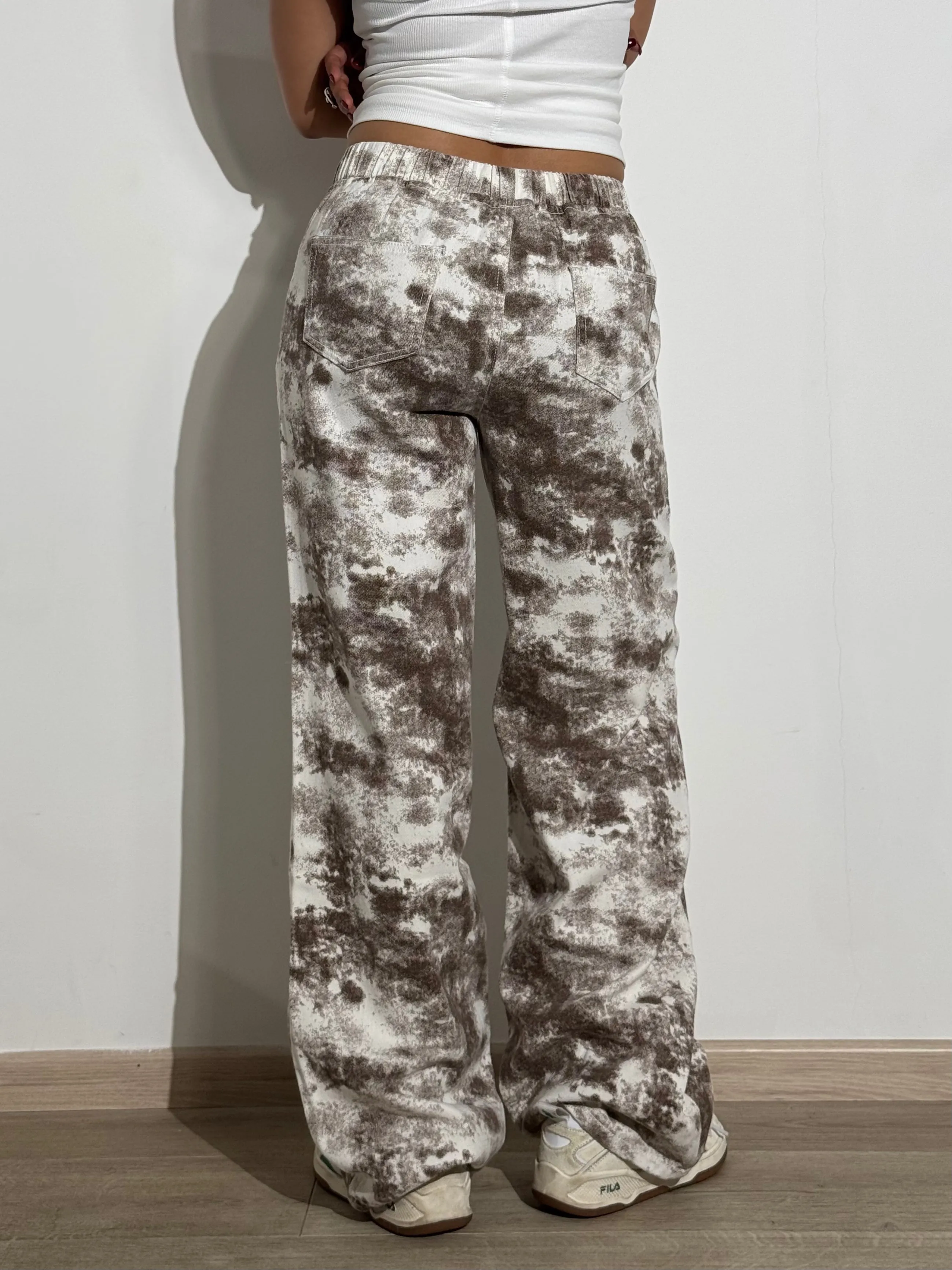 Graffiti Splash Wide Leg Denim Joggers