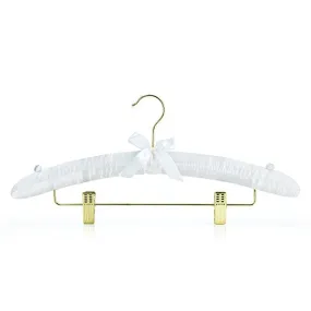 HANGERWORLD White 17inch Satin Padded Coat Clothes Hangers with Clips for Skirts Pants Wedding Garments