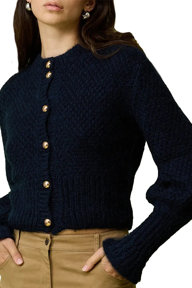 HWT1230 Pearl Button Knit Cardigan