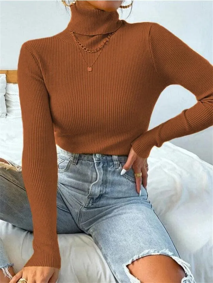 Joskaa Turtleneck Ribbed Knit Sweater