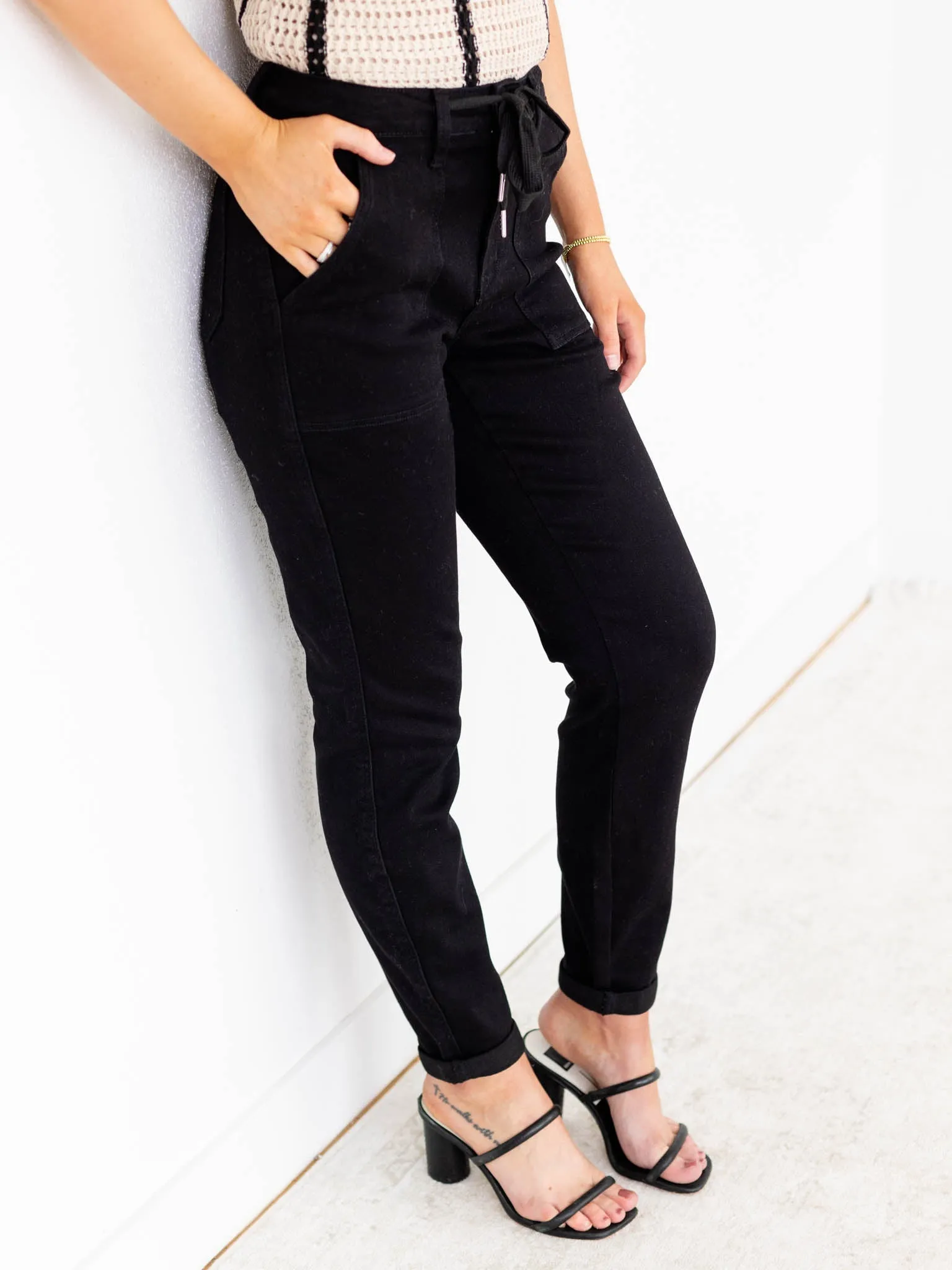 Judy Blue Black High Waist Cuff Jogger