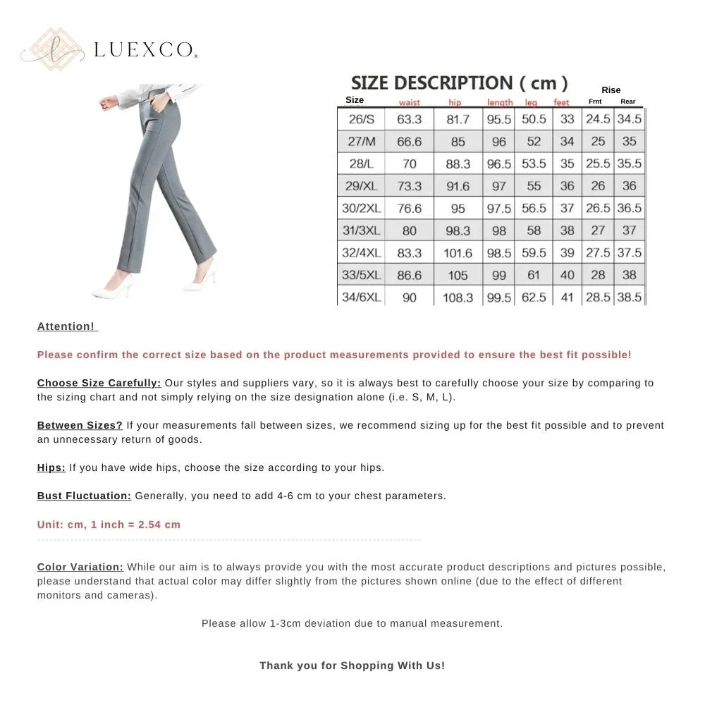 Luexco Women's High Waist Straight Trousers