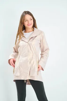 Metallic Rain Jacket-Champagne