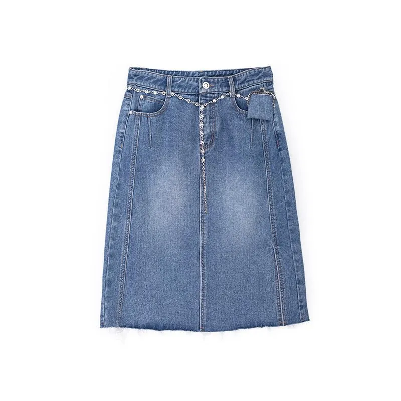 Midnight Blue Denim Shift Skirt