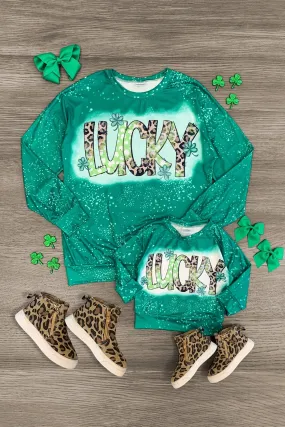 Mom & Me - "Lucky" Green Cheetah Long Sleeve Top