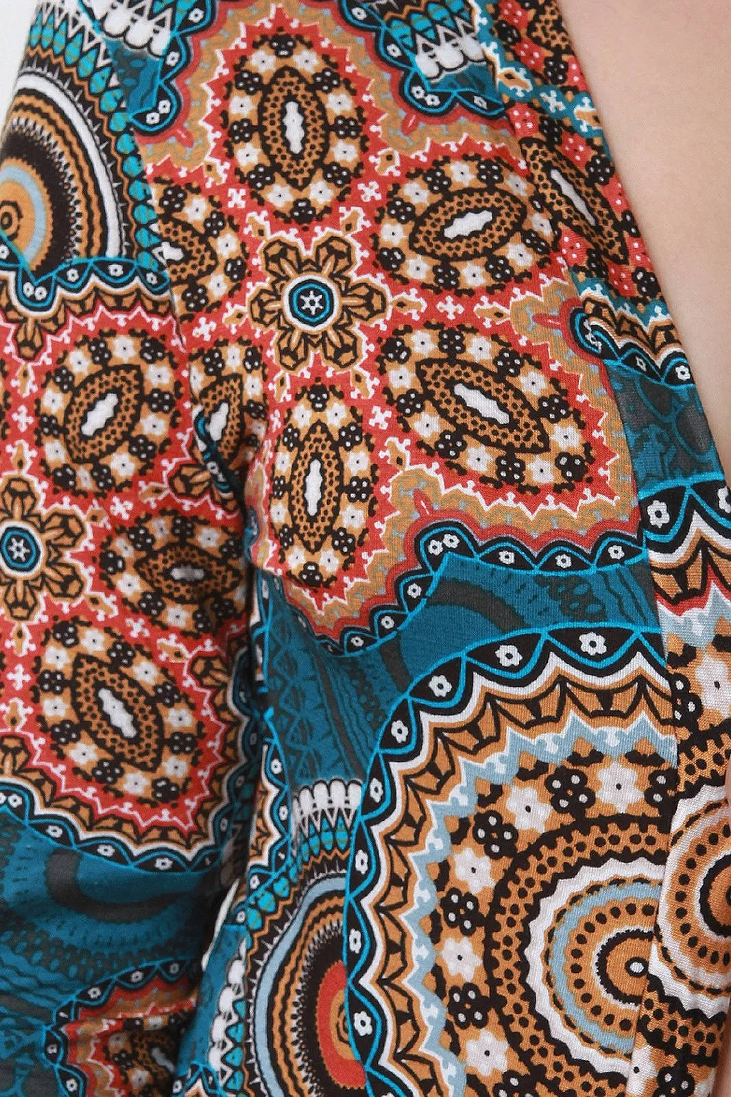 Paisley Print Open Front Longline Cardigan