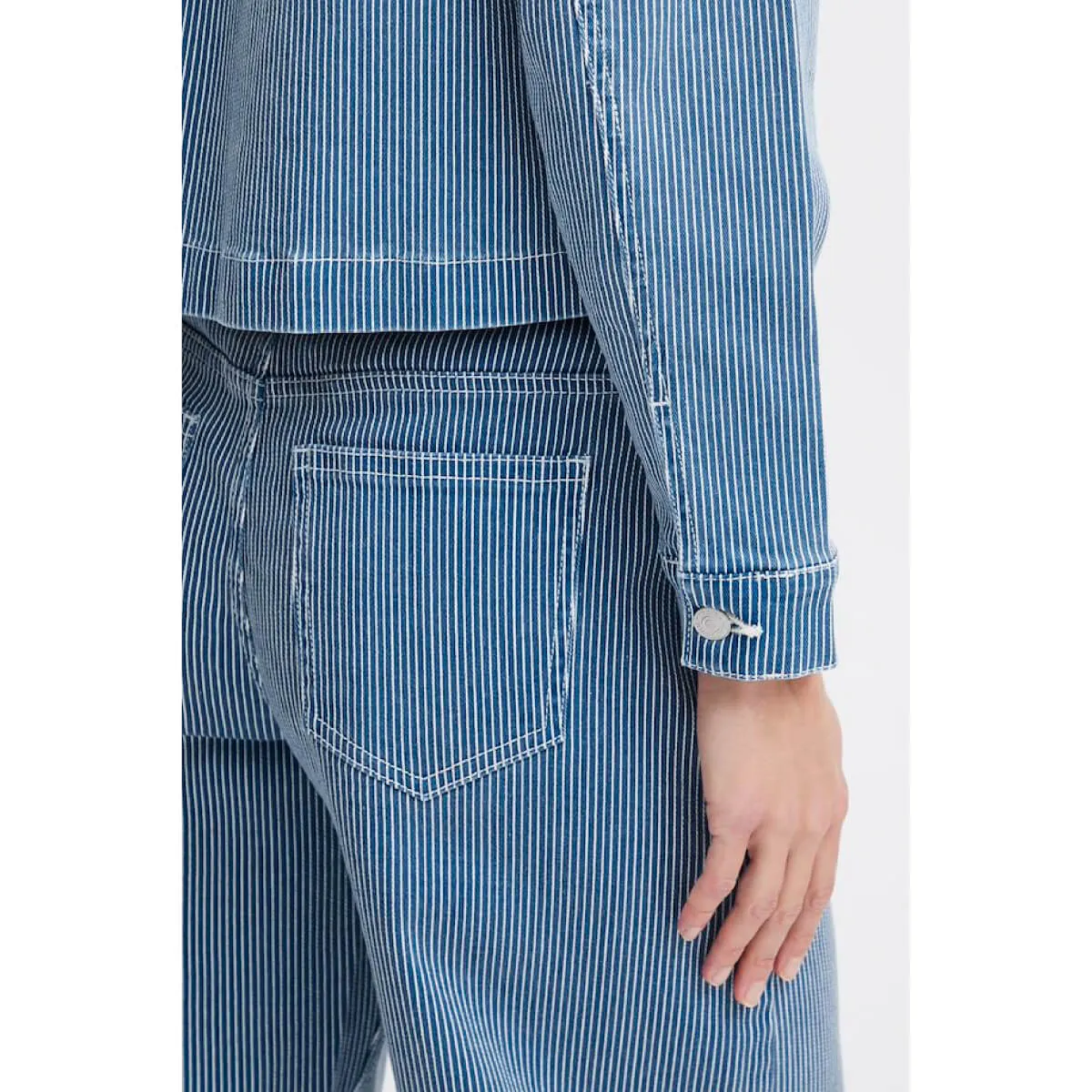 Pinstriped Denim Shirt Jacket