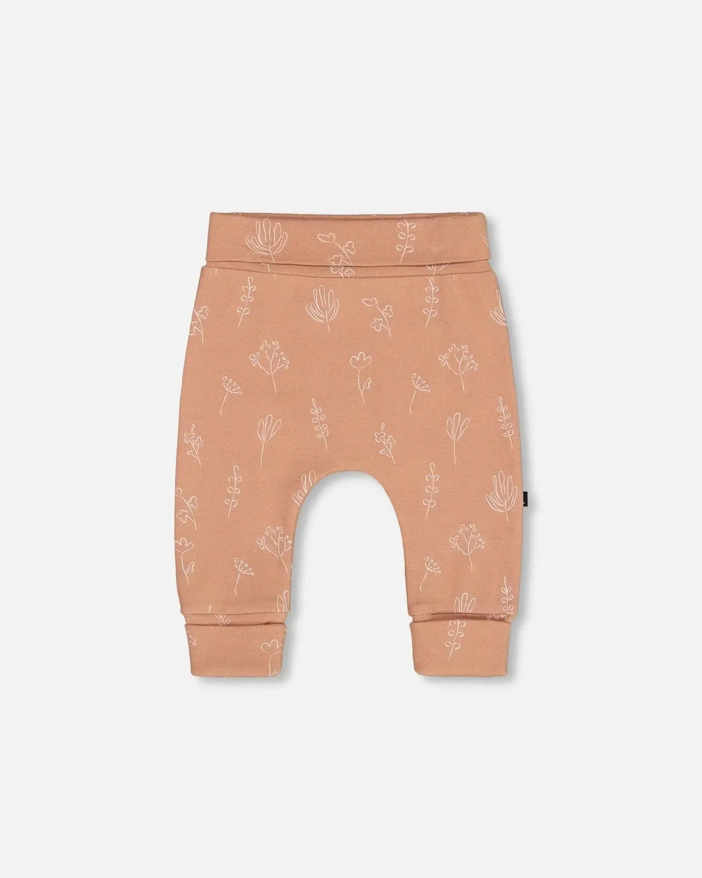 Printed Organic Cotton Evolutive Pant Cinnamon With Flowers