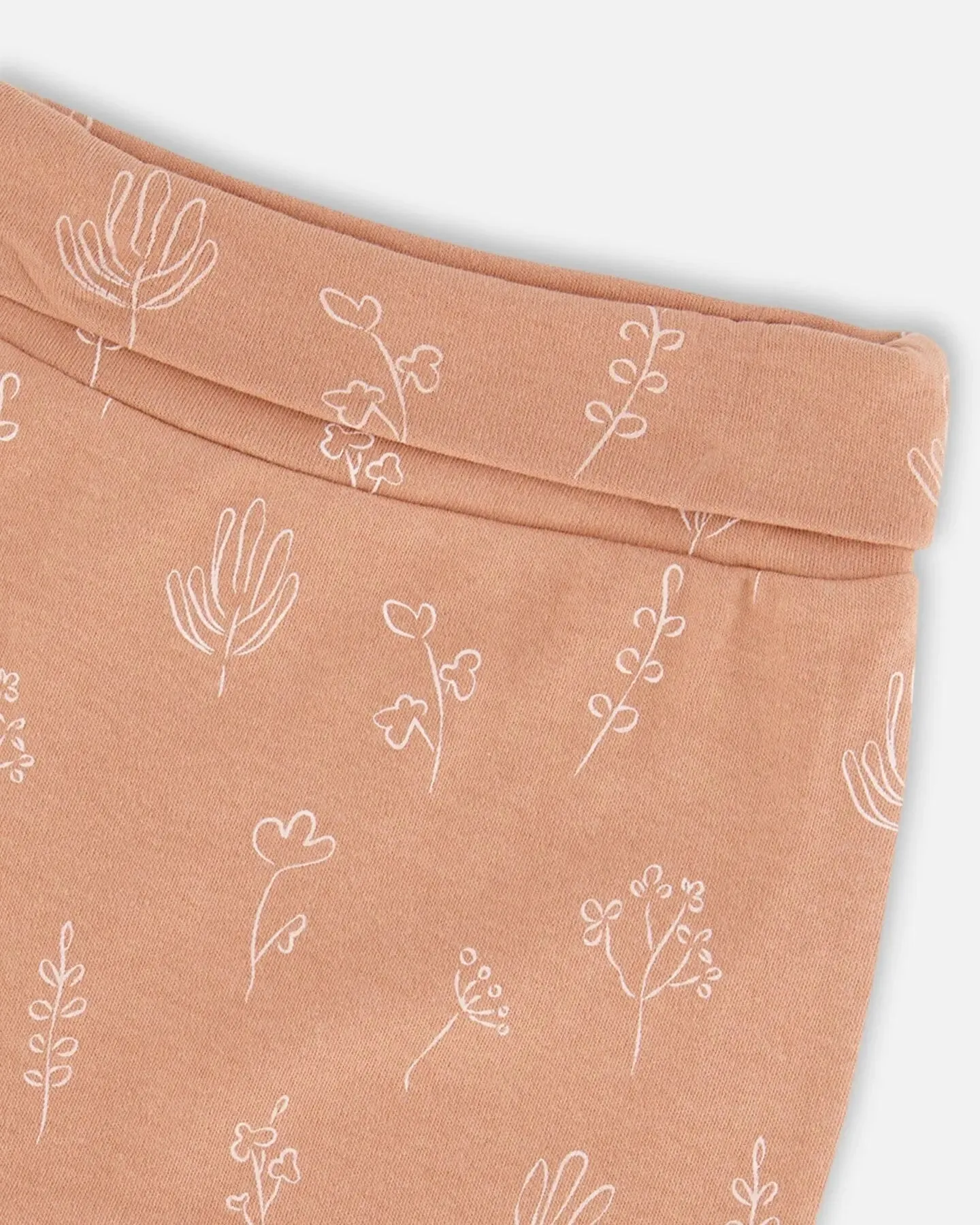 Printed Organic Cotton Evolutive Pant Cinnamon With Flowers