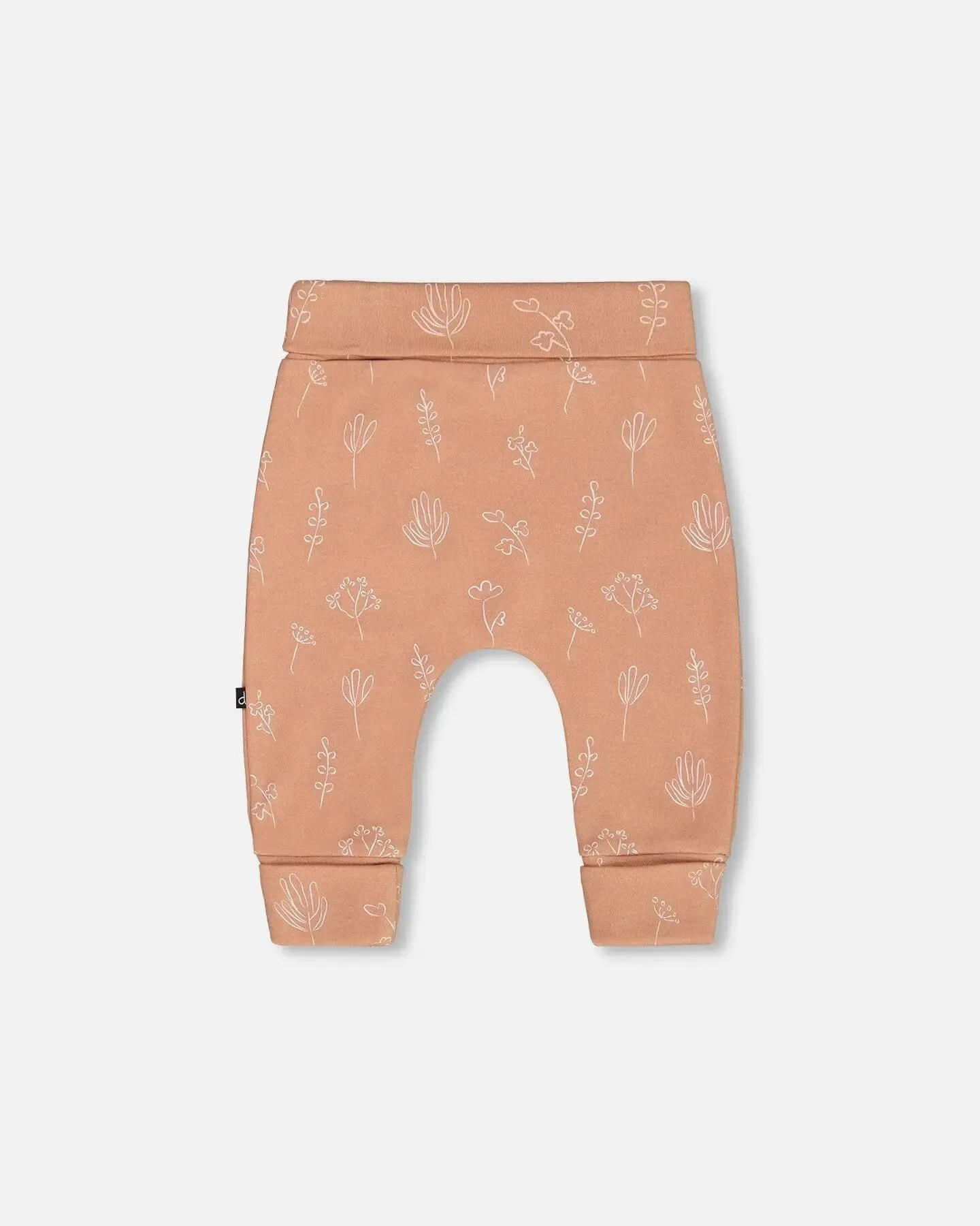 Printed Organic Cotton Evolutive Pant Cinnamon With Flowers