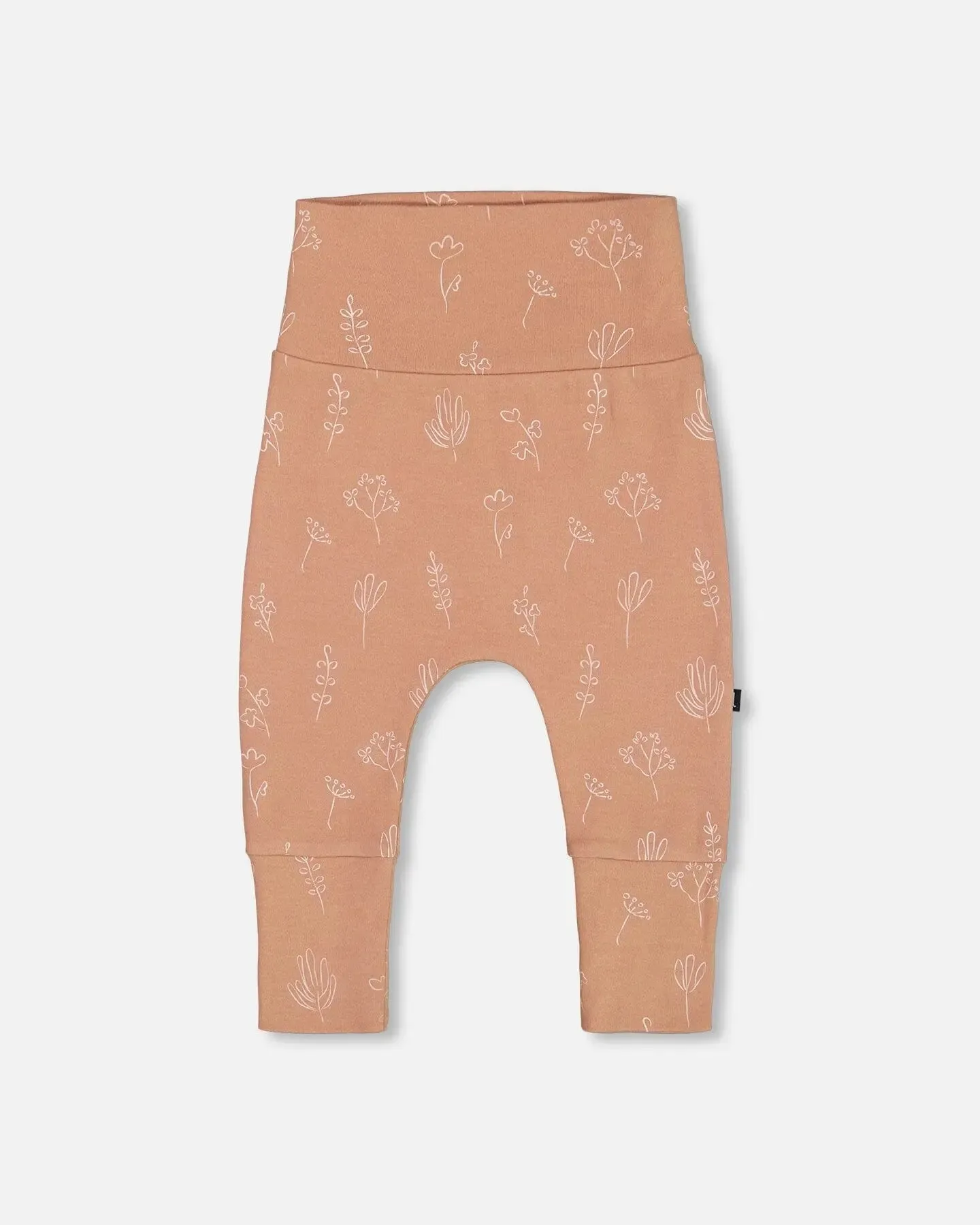 Printed Organic Cotton Evolutive Pant Cinnamon With Flowers