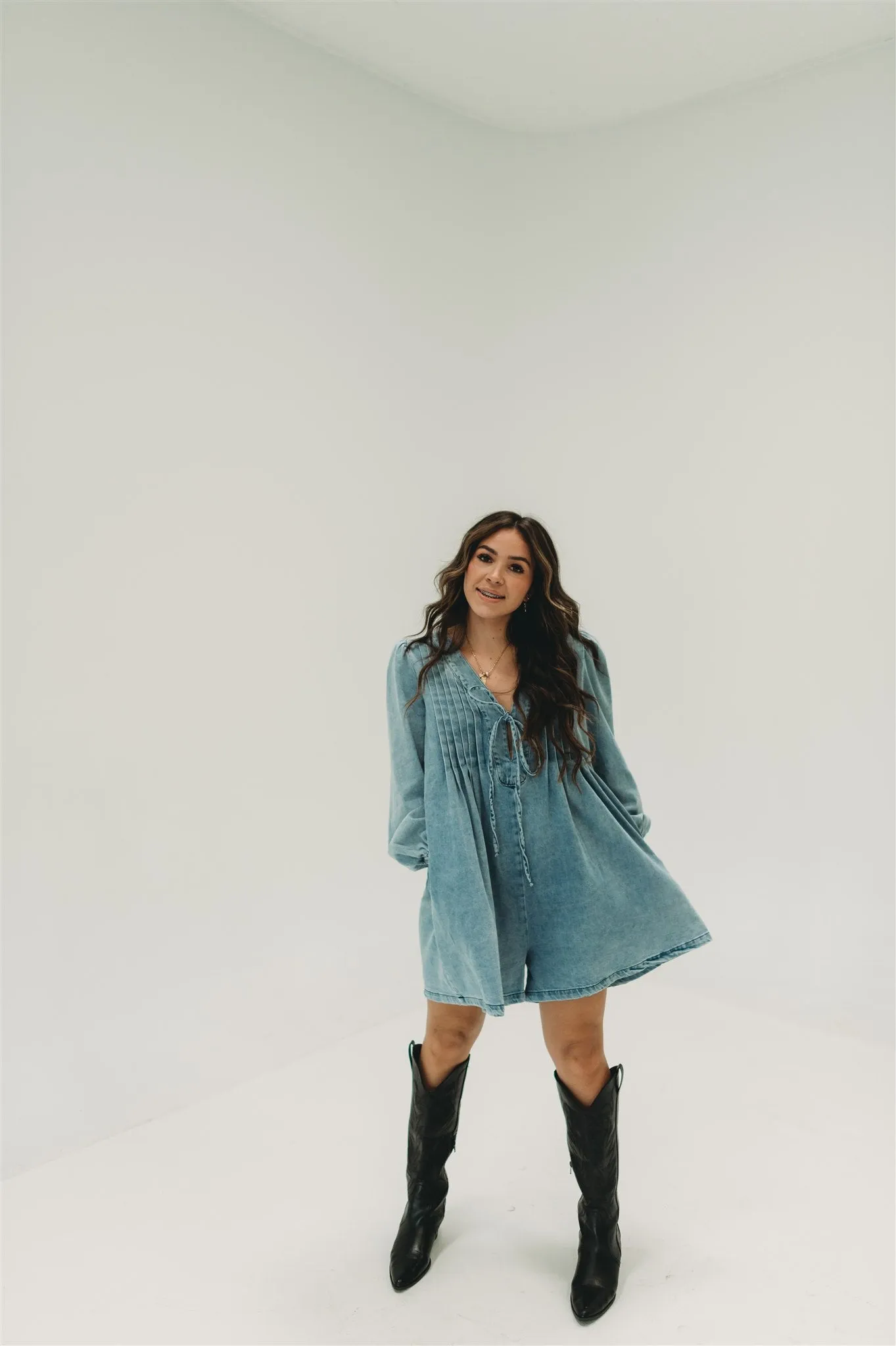 Reba Denim Romper