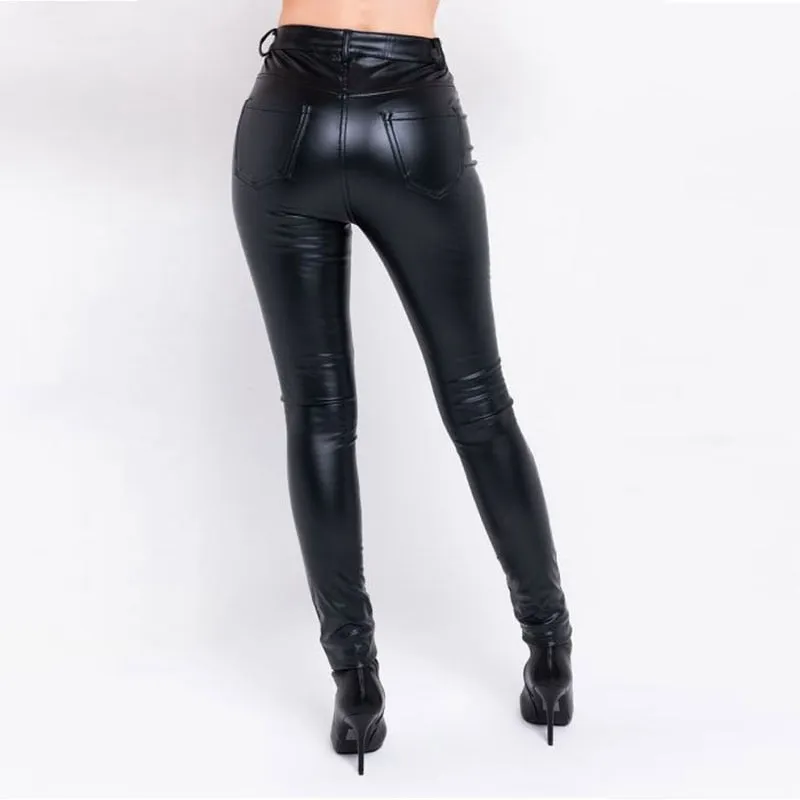 Retro Street Chic Faux Leather Trousers