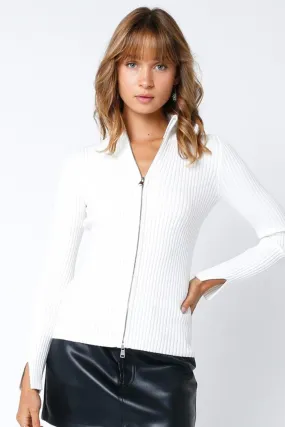 Ribbed Mock Neck Zip Up