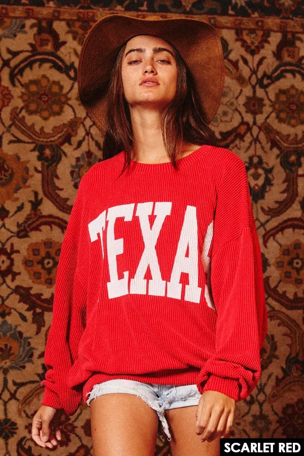 Scarlet Red Texas Comfy Graphic Sweatshirt