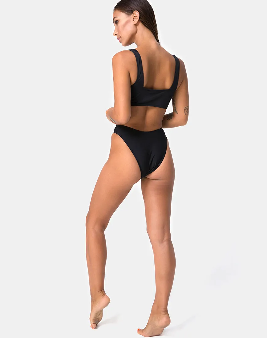 Shielle Bikini Bottom in Black with Contrast Piping