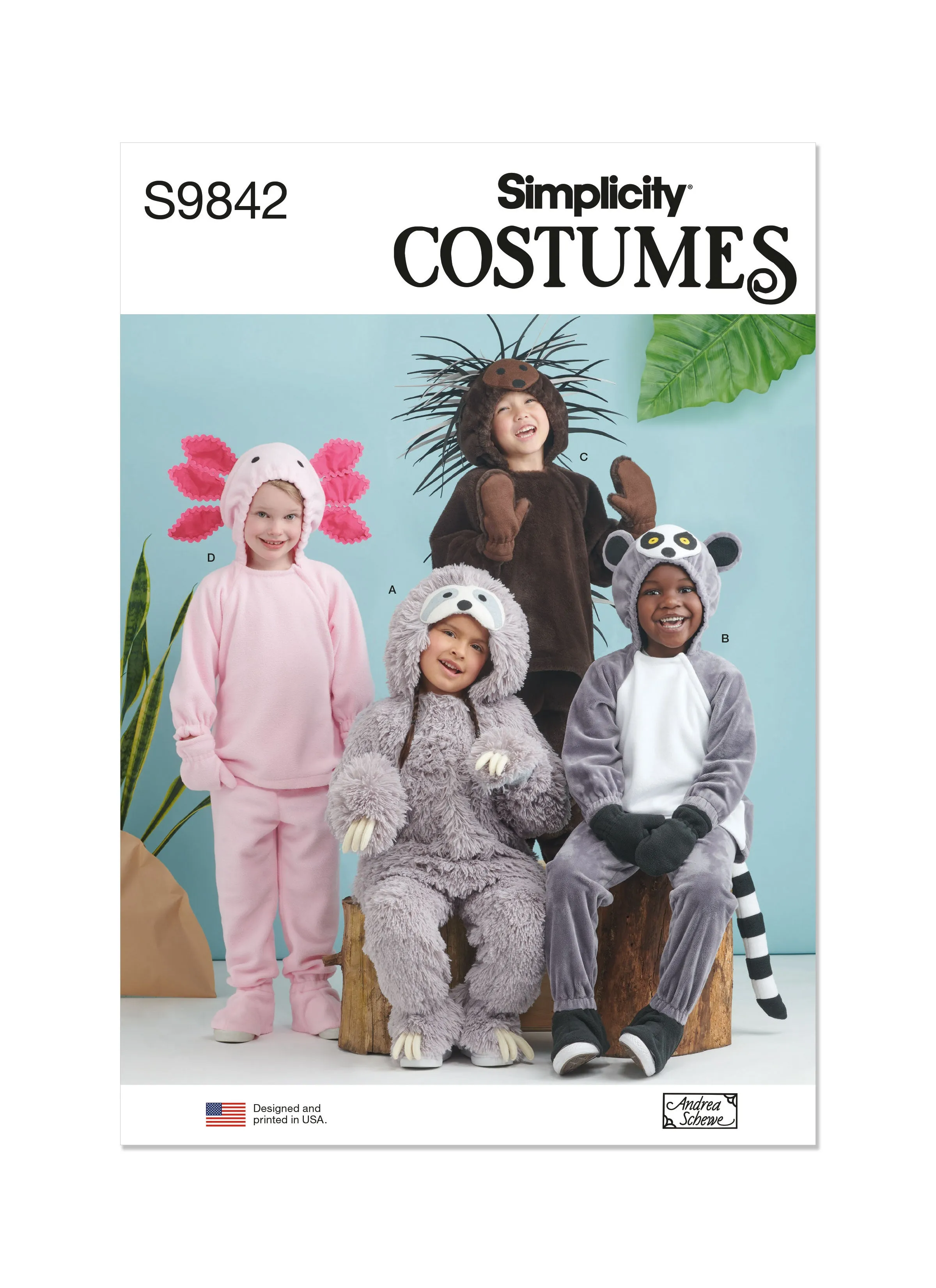 Simplicity sewing pattern 9842 Children's Animal Costumes by Andrea Schewe Designs